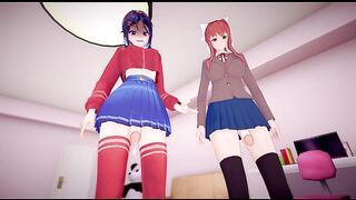 Futa Mita and Futa Monika male taker pov