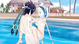 Mulani x Kinich have sex in the pool [Genshin Impact Hentai Animation]