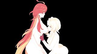 Lumine has sex with Mavuika the Pyro Archon! ( Genshin Impact Yuri Hentai )