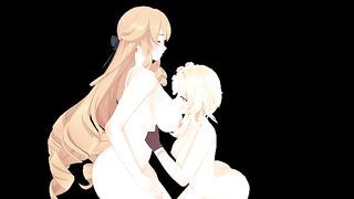 Lumine goes to Navia 's bed room ( Genshin Impact Hentai Yuri )