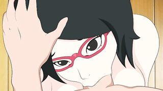 Boruto Sarada sucking cock deepthroat hentai