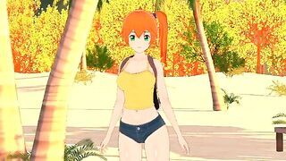 Hentai Uncensored The sweet Misty is found on the beach and surprised is fucked doggy style Pokemon