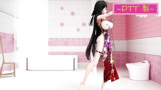 HONKAI IMPACT MEI RAIDEN HENTAI DANCE MMD UNDRESS 3D BIG BOOBS CHINESE DRESS SOFT BLACK HAIR COLOR E