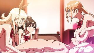 Students have an orgy on their first time - Masturbating with hentai BOKU NI KAREM 2