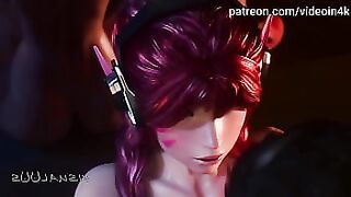 Cute & Hot D.va Romantic Washroom Sex - 3D Hentai Cartoon (AI upscaled) gameplay