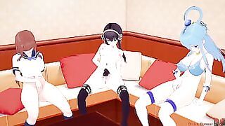 Aqua&comma; Yor Forger&comma; Ayane&comma; Kotone & Friends Dive Into a Steamy All-Girl Orgy