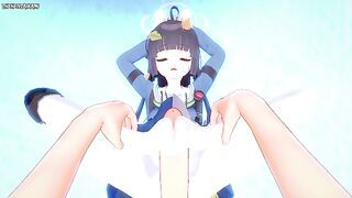 POV Hentai Footjob from Miyu from Blue Archive