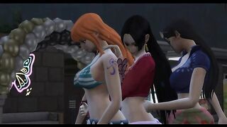 One Piece hentai Nami & Boa Hancock & Nico Robin