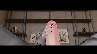 Futanari jerking off huge cock