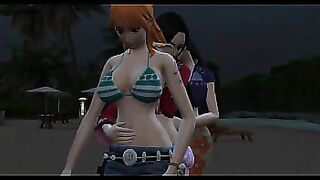 One Piece Nami x Boa Hancock x Nico Robin hentai