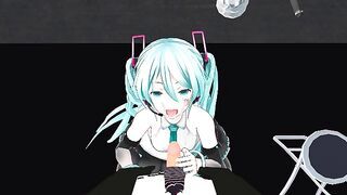 [MMD] Miku giving blowjob [18+]