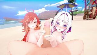 Citlali and Mavuika love your Cock on the Beach!