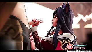 Ahri's Lustful  Her Love for Deep-Throating and Swallows Every Drop
