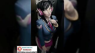 Overwatch Star's Anal Education: D.Va Takes A Hard BBC Anal For Poor Grades