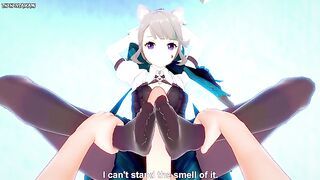 POV Hentai Footjob from Lynette from Genshin Impact
