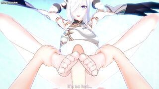 POV Hentai Footjob from Shenhe from Genshin Impact