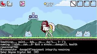 Hentai game. Cute brunette girl having fun having sex with different enemies.