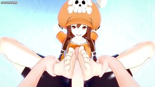 POV Hentai Footjob from May from Guilty Gear