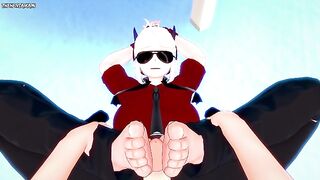 POV Hentai Footjob from Justice from Helltaker