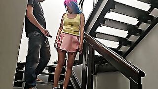 Come on, let's have a quickie here on the stairs! They almost discovered us, damn it!