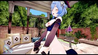 Genshin Impact Hentai 3D / Ganyu / Aether inflates Ganyu belly!!!