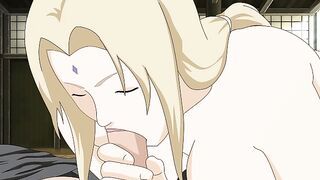 MILF bigtits Tsunade sucking Naruto's cock hentai video