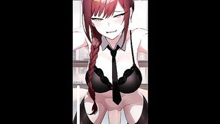 Enjoying Makima's big tits from chain saw man anime hentai