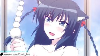 Furry Cat Girl Hayuru plays with Herself - Masou Gakuen Hentai Animation 4K
