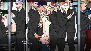 A stranger in public transport cummed on a student girl's ass