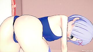 Rem despierta caliente en un apretado bañador lista para folla (sin censura)