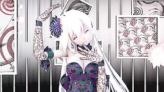 Yowane Haku Undress Dance Sexy Lingerie Hentai Stickysticky Song Mmd 3D Purple Clothes (CLIP)