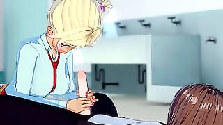 Hentai girl making handjob in the swimming pool