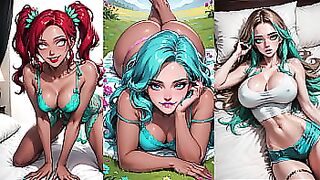 Compilation of Beautiful AI Generated Anime Girls Nude and in Lingerie
