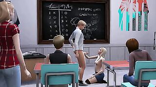 Shy guy fucks hot teacher in the classroom - sims 4 - 3D animation