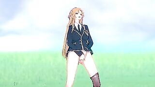 Hentai Asuna Yuuki masturbation outside