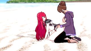 Hentai Rias Gremory getting fucked by a Futanari on the beach