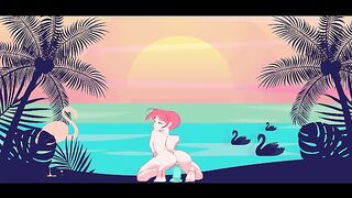 Red Head Riding Dildo at Sunset Beach
