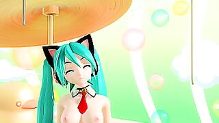 Hatsune Miku Puni Project diva Nude Mod Cat Costume