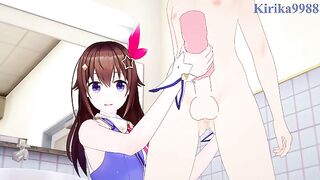 Tokino Sora and I have intense sex in the restroom. - Hololive VTuber Hentai