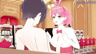 Sakura Miko (Bunny Girl) and I have intense sex in the casino. - Hololive VTuber Hentai