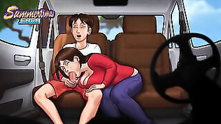 Summertime Saga - Busty Stepmom sucks a huge cock and gives the best sloppy blowjob