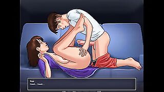 I cummed inside her! The Milf can't resist my long cock and lets me fuck her missionary style to fill her with cum | Summertime saga | Hentai Games P1