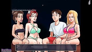 Summertime Saga | Ep3 | Threesome Anal, Hot Cowgirl & Masturbation Live Show Scene | Hentai Game