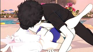 Cat girl gets fucked very rich on the beach
