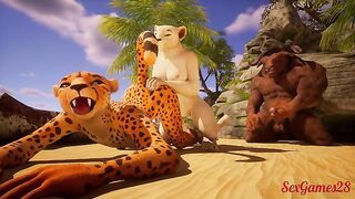 Lesbian turns into a furry threesome in a hot Wild Life threesome