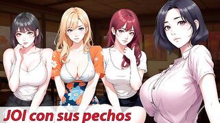 Audio JOI hentai. ¡No te corras! Ellas quieren aprender a usar sus tetas contigo.