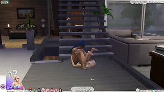Raw Stairway Ass-Eating and Strap-On with Jamie & Catalina in Sims 4