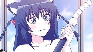 Furry Cat Girl Hayuru plays with herself So Cute Way Masou Gakuen Hentai