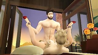 Hunky Sims 4 - Hot honeymoon with an extremely horny couple fucking all day around the place (cumshot included)