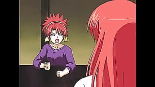 Hentai threesome with redhead sisters